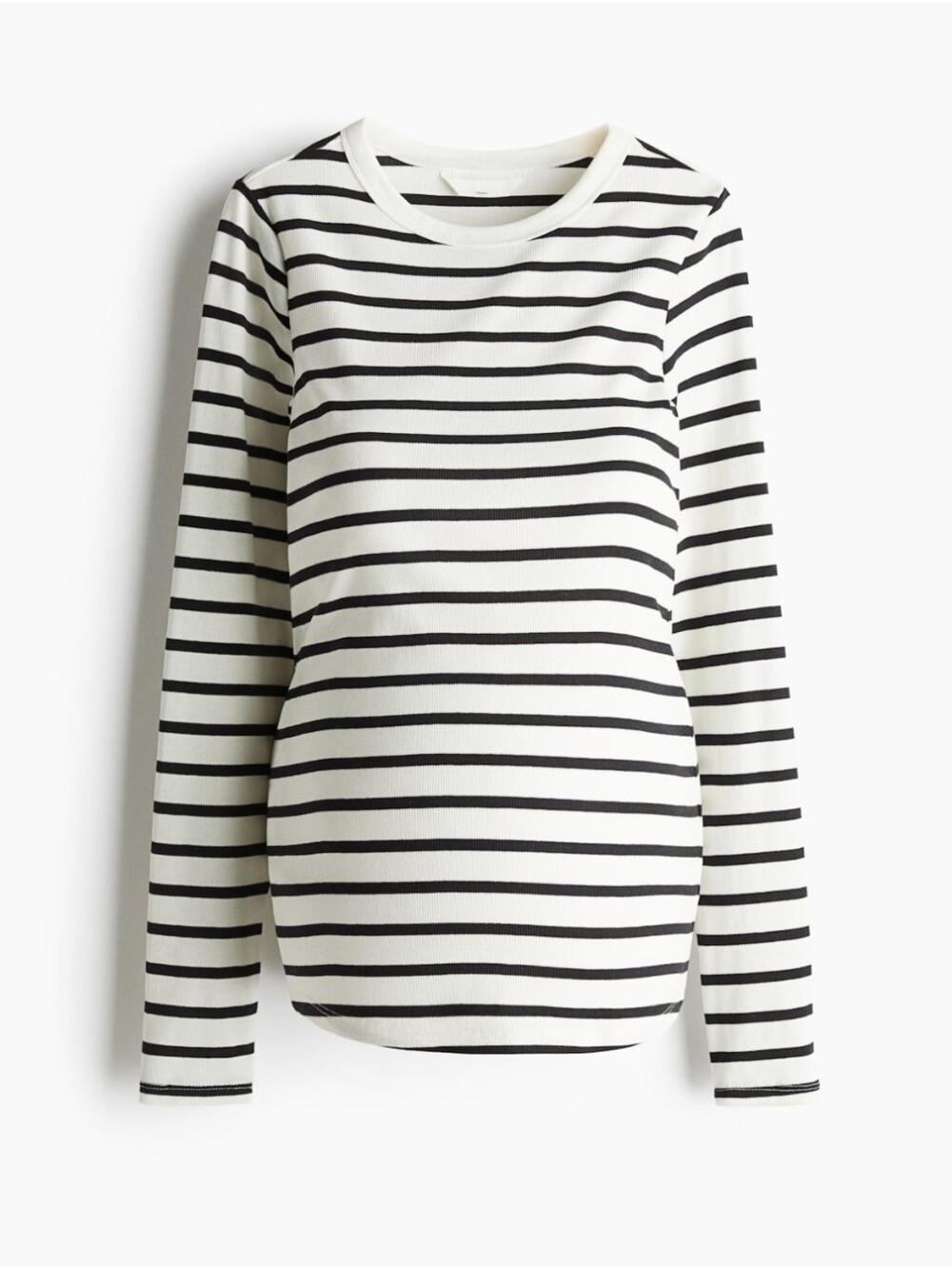 H&M Mama Ribbed Jersey Top White Black Stripe Large Cotton